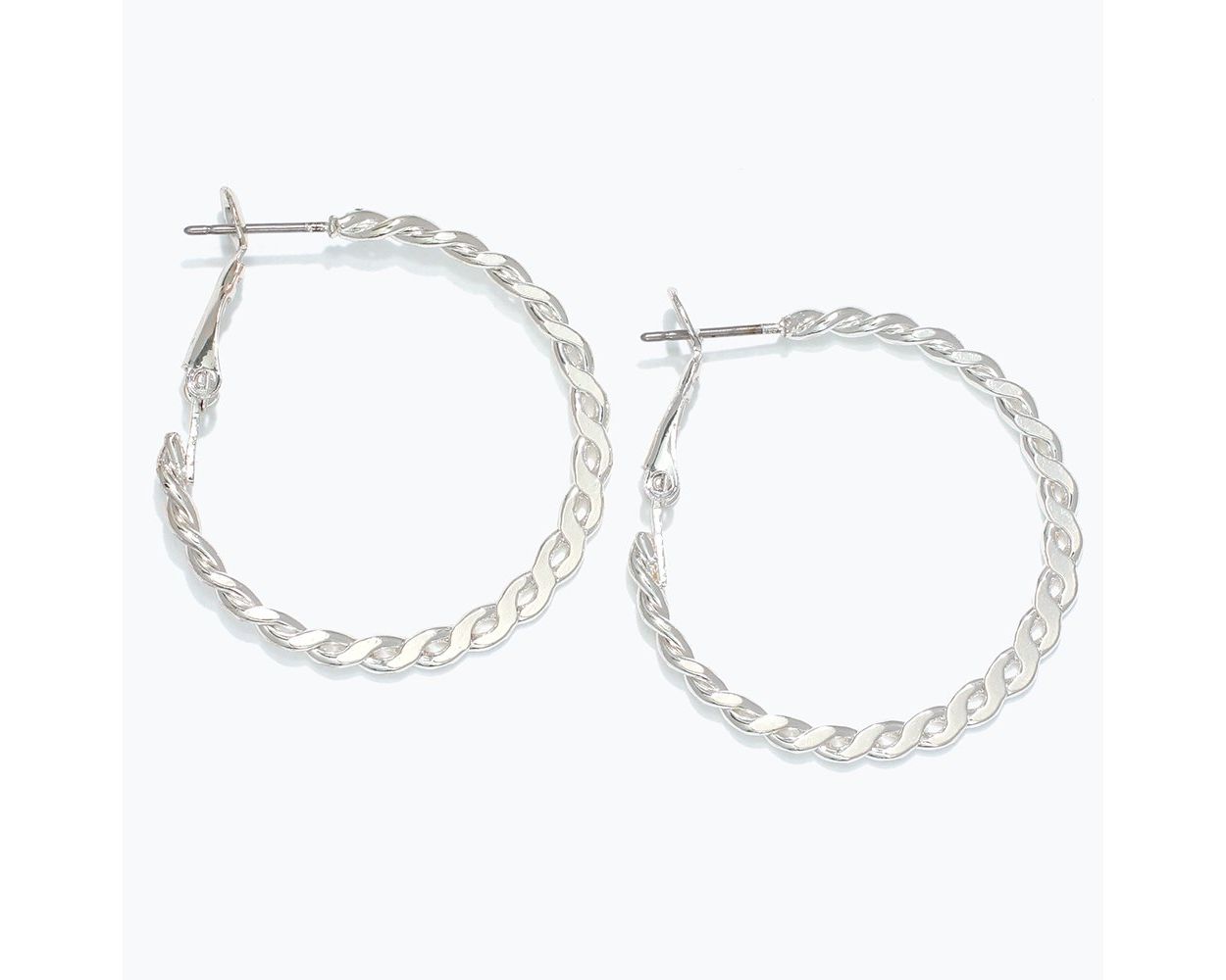 Silver Weave Hoops