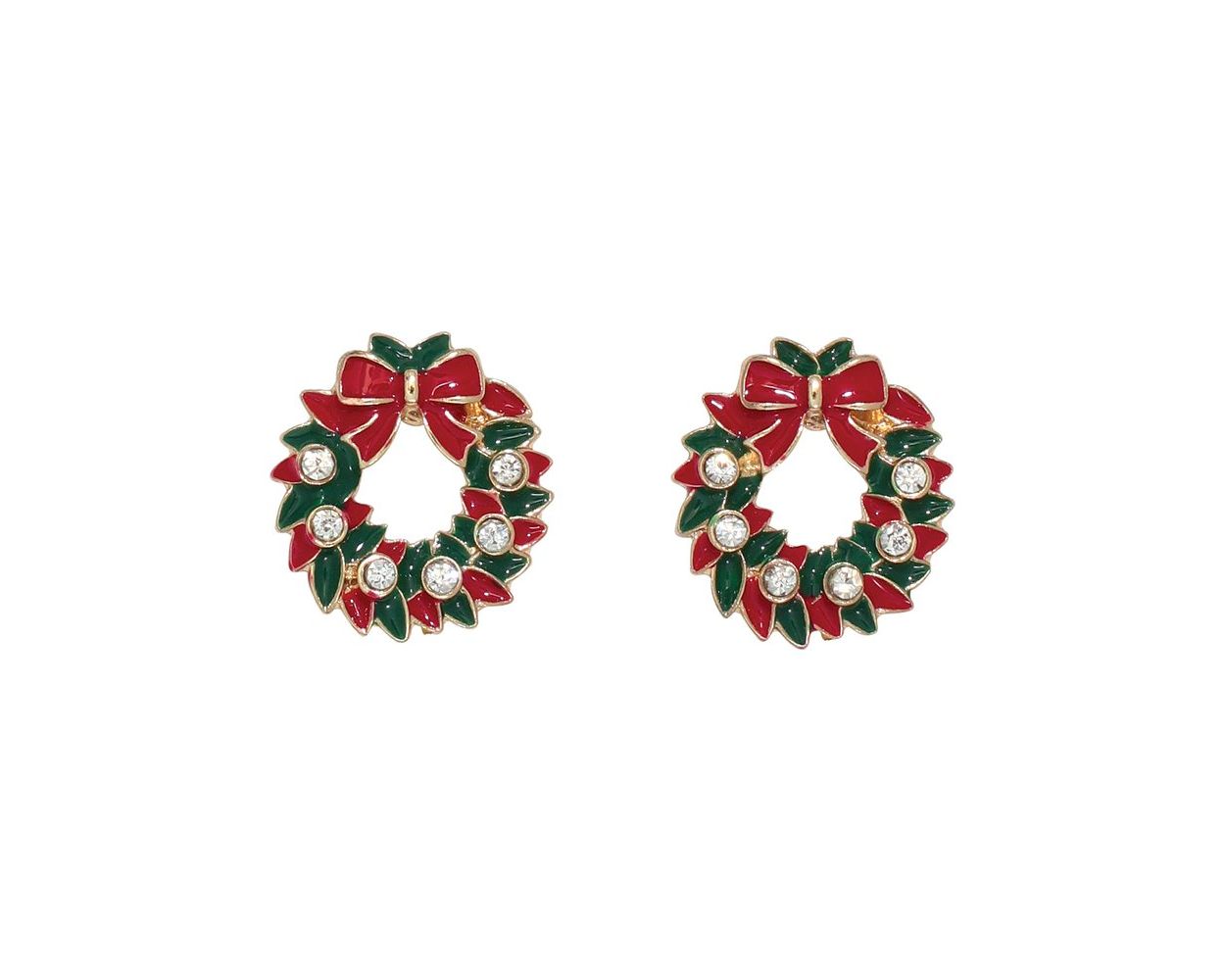 Christmas Wreaths W/ Crystals Earrings