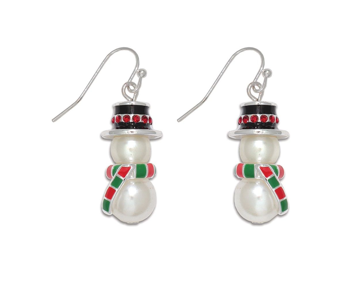 Pearl Snowmen W/ Scarves Earrings