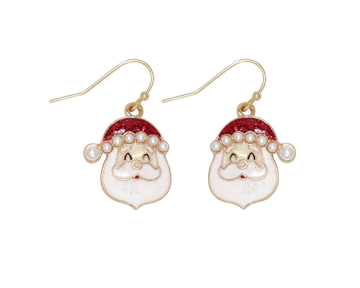 Santa Heads W/ Pearl Cap Earrings