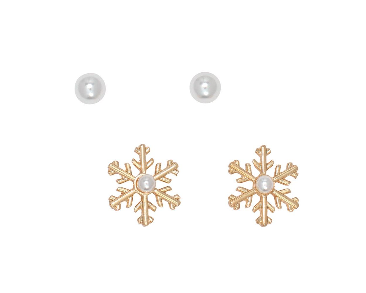 Pearl & Gold Snowflake Duo Earrings