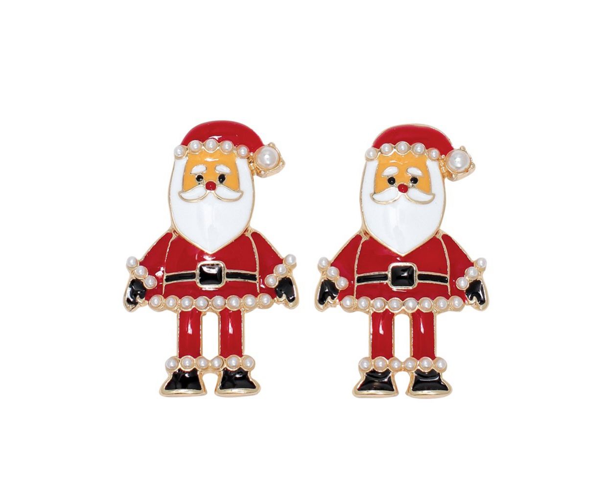 Jolly Santa W/ Pearls Earrings