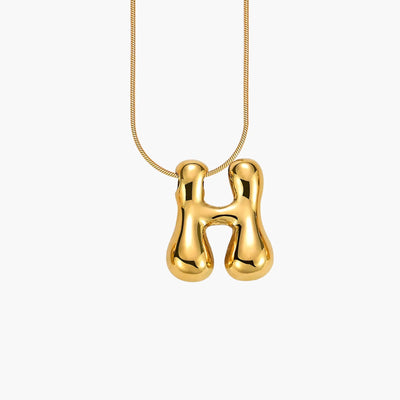 Golden Glow Bubble Letter Initial Necklace - Assorted