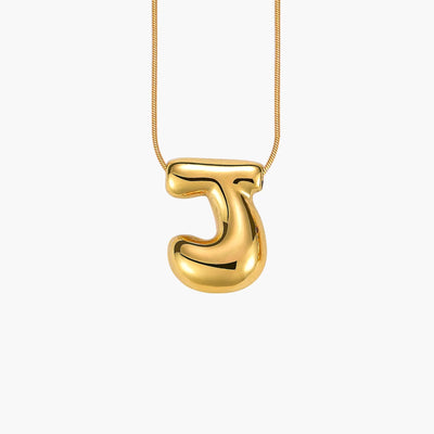 Golden Glow Bubble Letter Initial Necklace - Assorted