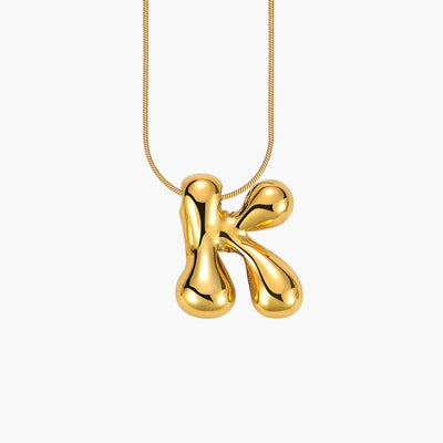 Golden Glow Bubble Letter Initial Necklace - Assorted