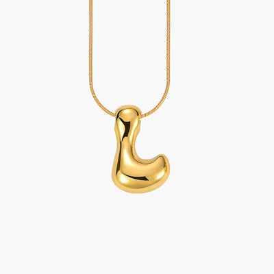 Golden Glow Bubble Letter Initial Necklace - Assorted