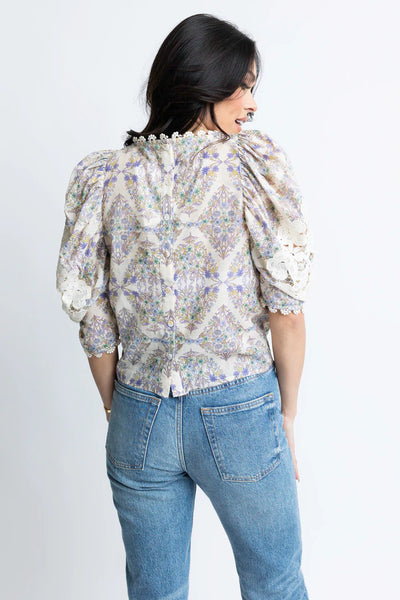 Boho Floral Crochet Sleeve Top