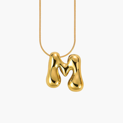 Golden Glow Bubble Letter Initial Necklace - Assorted