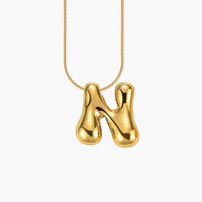 Golden Glow Bubble Letter Initial Necklace - Assorted