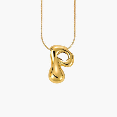 Golden Glow Bubble Letter Initial Necklace - Assorted