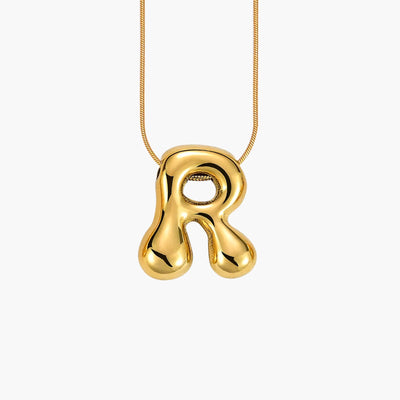 Golden Glow Bubble Letter Initial Necklace - Assorted
