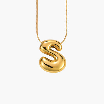 Golden Glow Bubble Letter Initial Necklace - Assorted