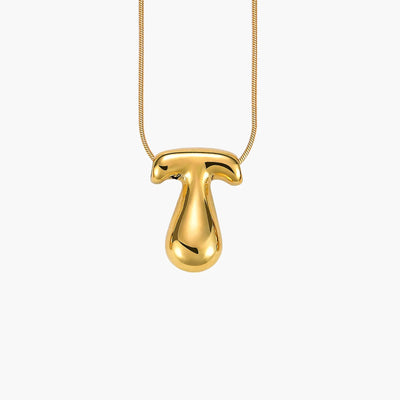 Golden Glow Bubble Letter Initial Necklace - Assorted