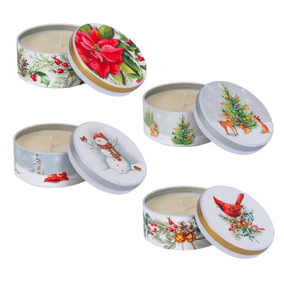 Decorative Tin Scented Wax Candle- Assorted