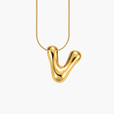 Golden Glow Bubble Letter Initial Necklace - Assorted