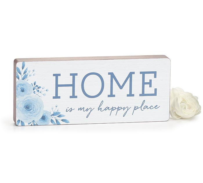Blooms in Blue Shelf Sitter- Home is My Happy Place