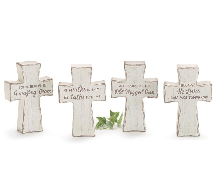 Small Cross with Assorted Messages Shelf Sitter