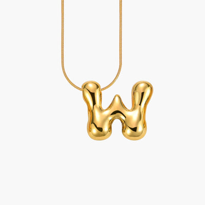 Golden Glow Bubble Letter Initial Necklace - Assorted