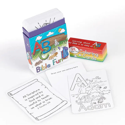 Boxed Coloring Cards- 52 ABC Bible Fun