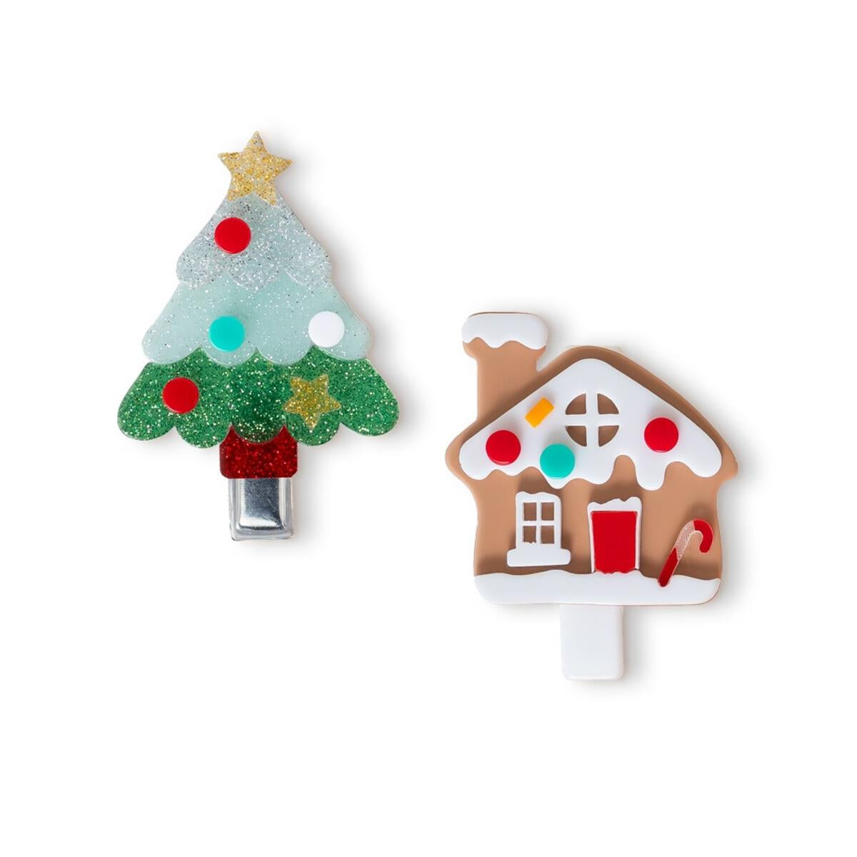 Gingerbread House + Christmas Tree Alligator Clip