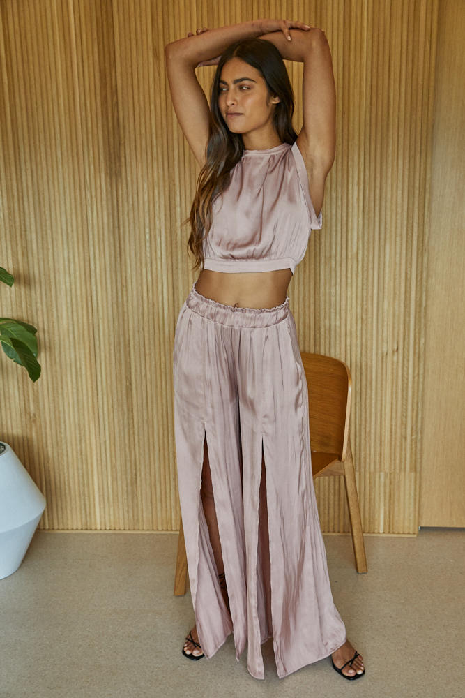 Pure Bliss Satin Top - Blush