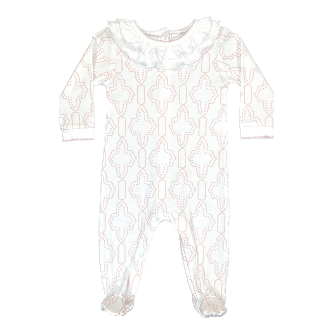 Pink Lattice Girls Playsuit w/ Ruffle Collar