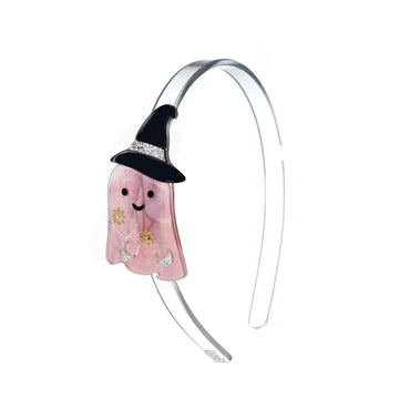 Pearlized Pink Ghost Witch Hat Headband