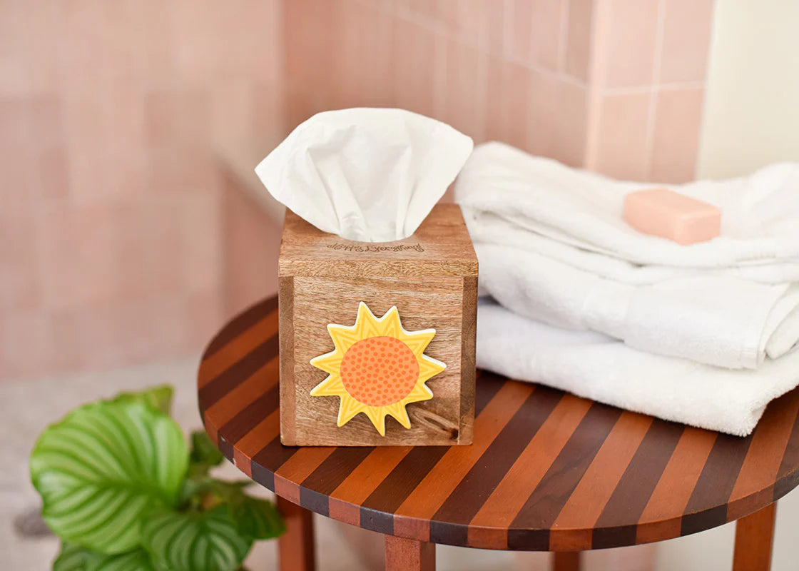 HE Mini Wood 5" Tissue Box