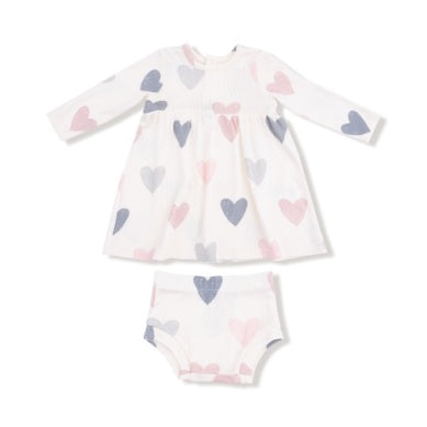 Angel Dear-Simple Dress + Bloomer- Modal Rib- Hearts