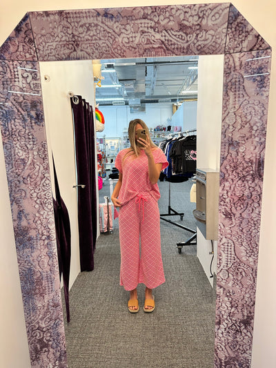 Cropped Wide Leg Textured Pants