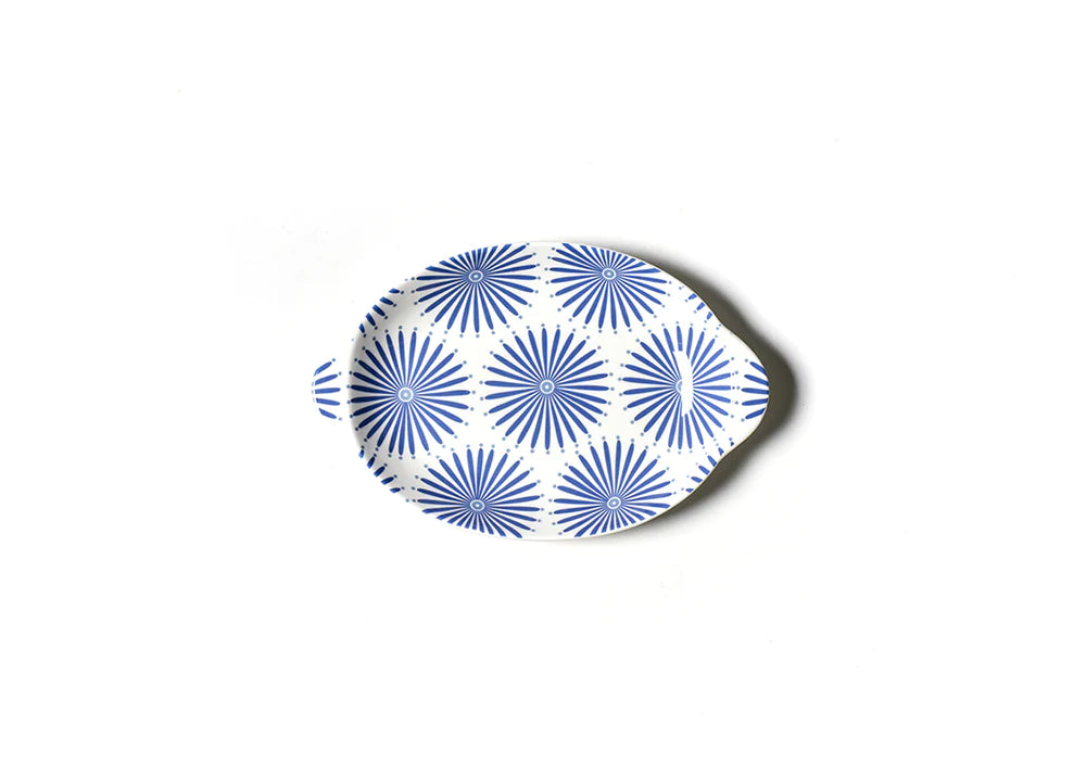 11.5" Iris Blue Burst Handled Oval Platter