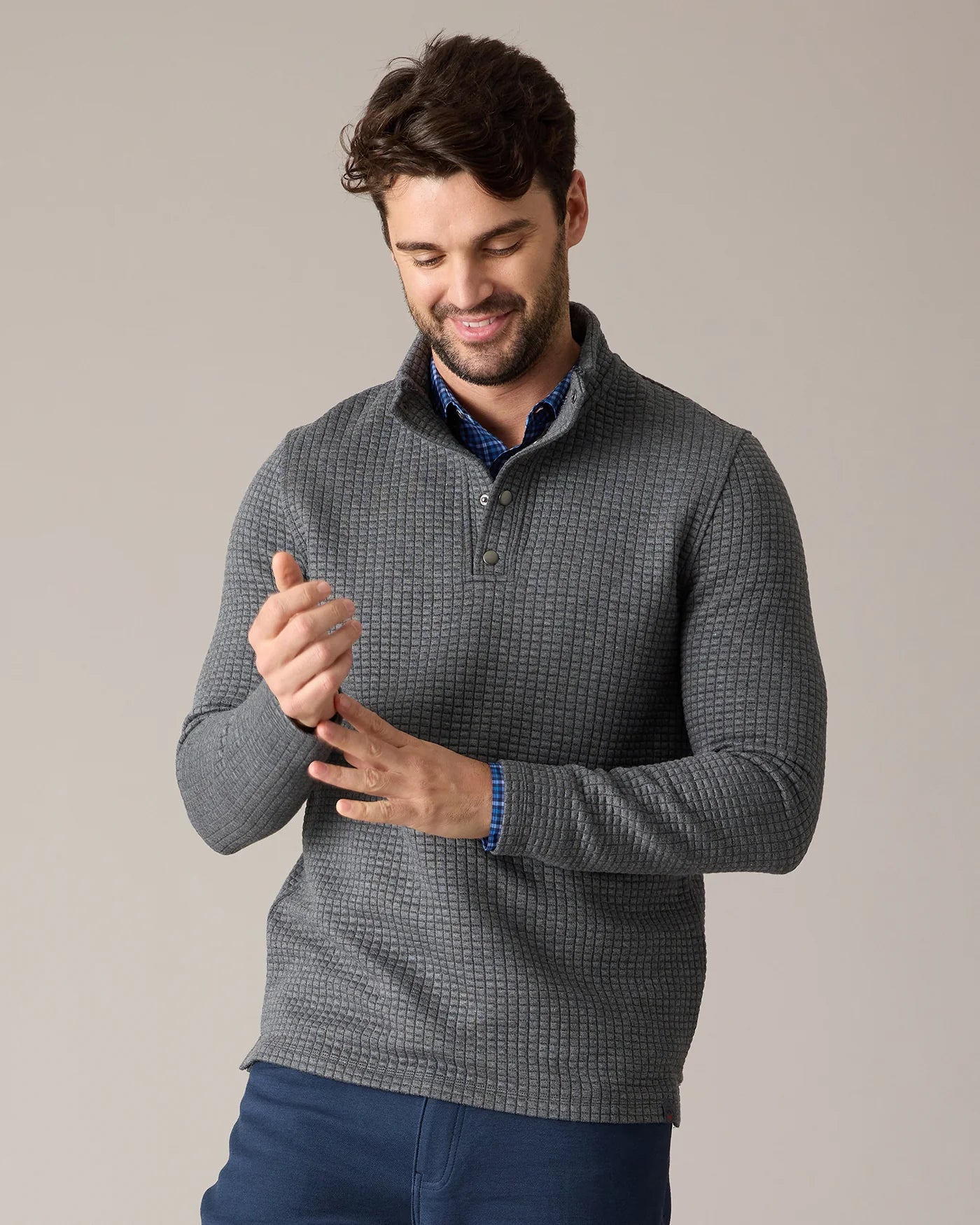 SILVERTON QUILTED 1/4 SNAP- CHARCOAL HEATHER