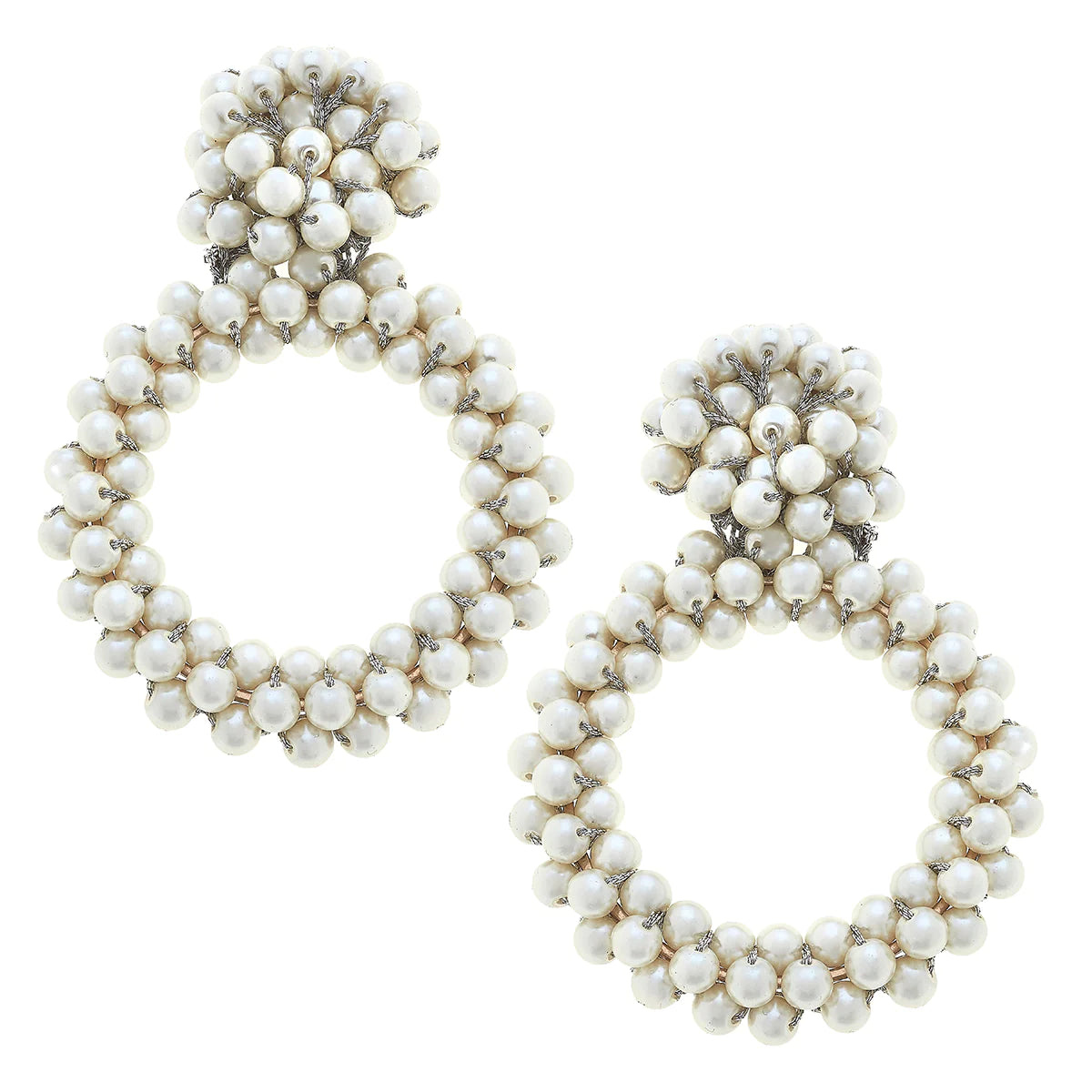 Liana Glass Bead Open Circle Statement Drop Earrings