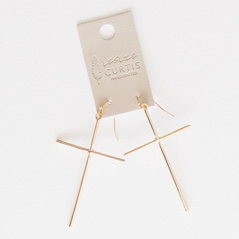 Mary Silver Cross Earrings