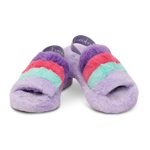 Purple, Pink & Blue Furry Slippers