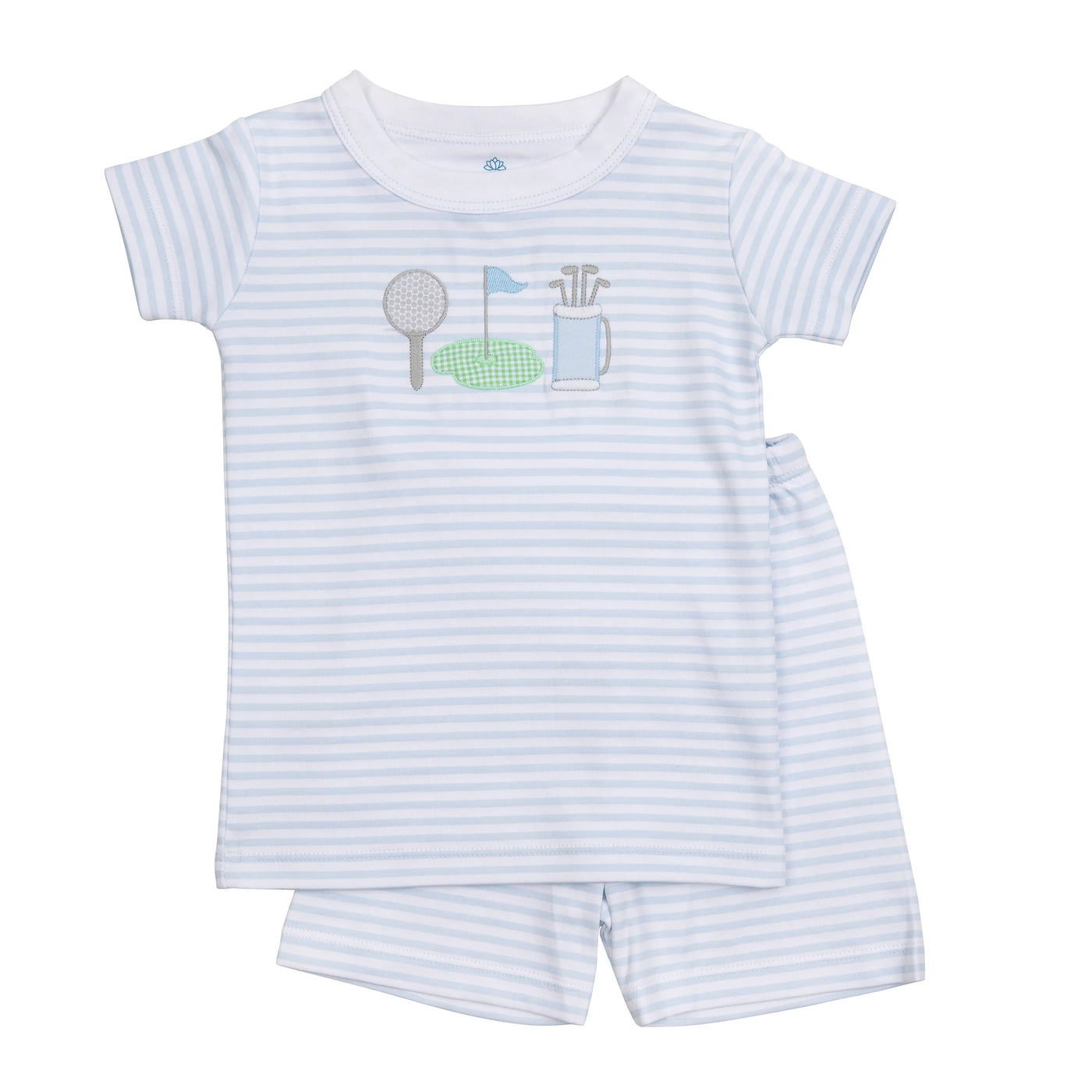 Magnolia Baby- Putting Green Applique Short Pajamas