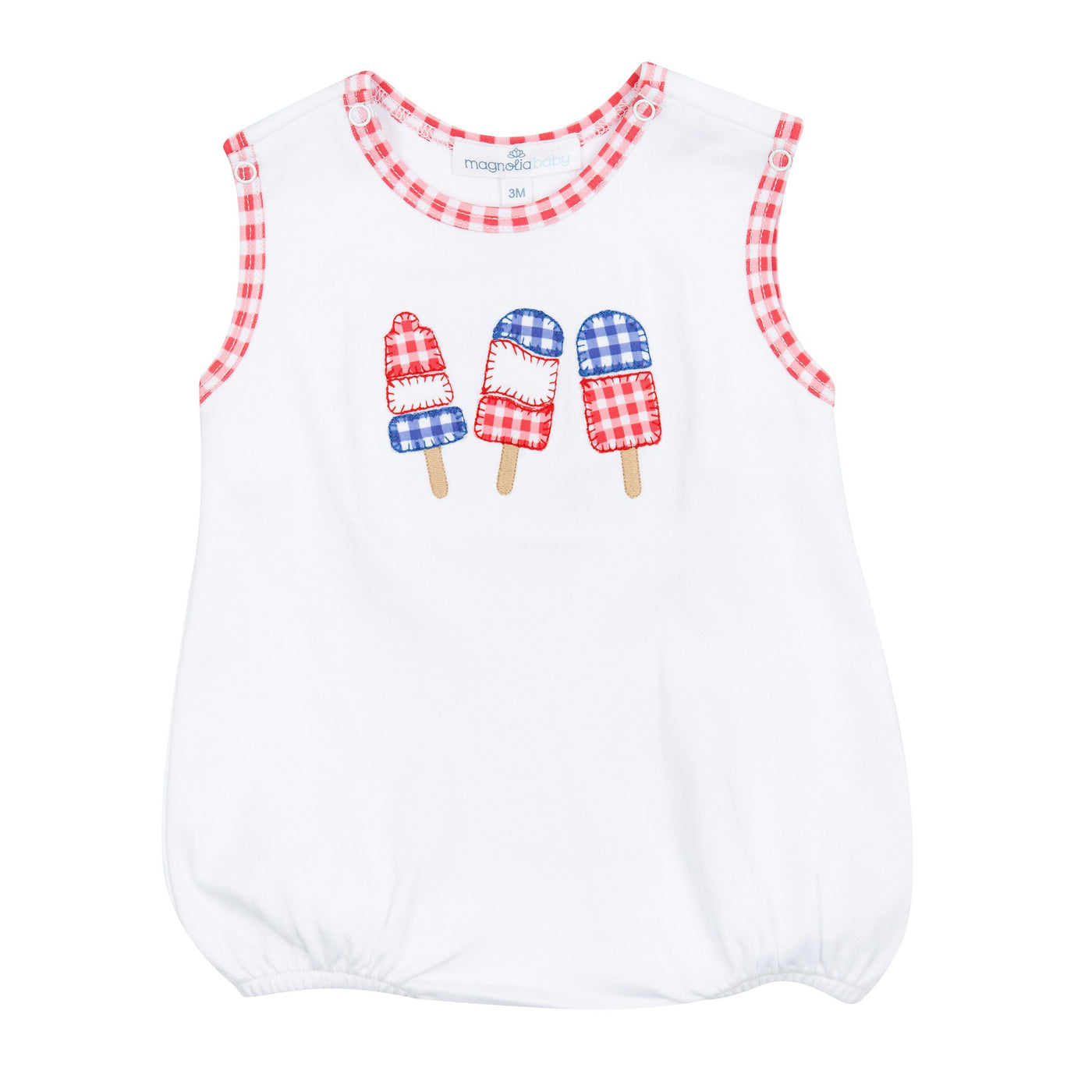 Magnolia Baby- Red, White and Yum Applique S/S Boy Bubble