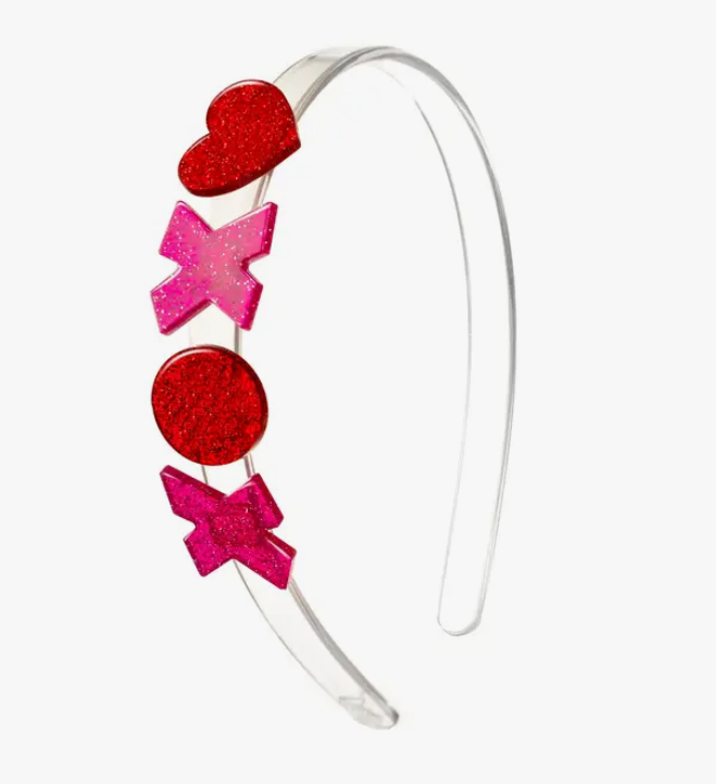 Val-Xoxo Pink/Red Glitter Headband