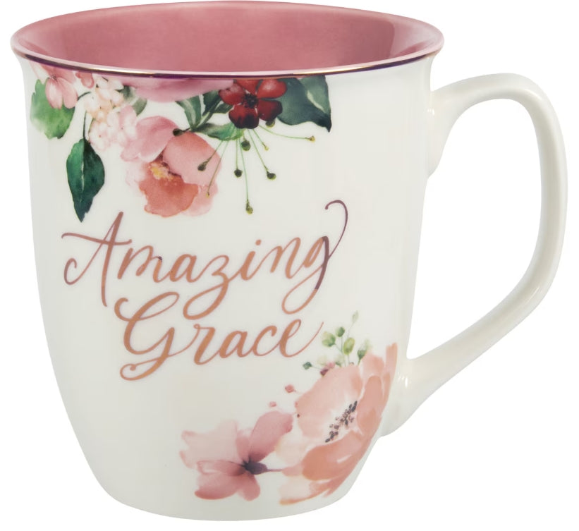 Amazing Grace Pink Floral Ceramic Mug