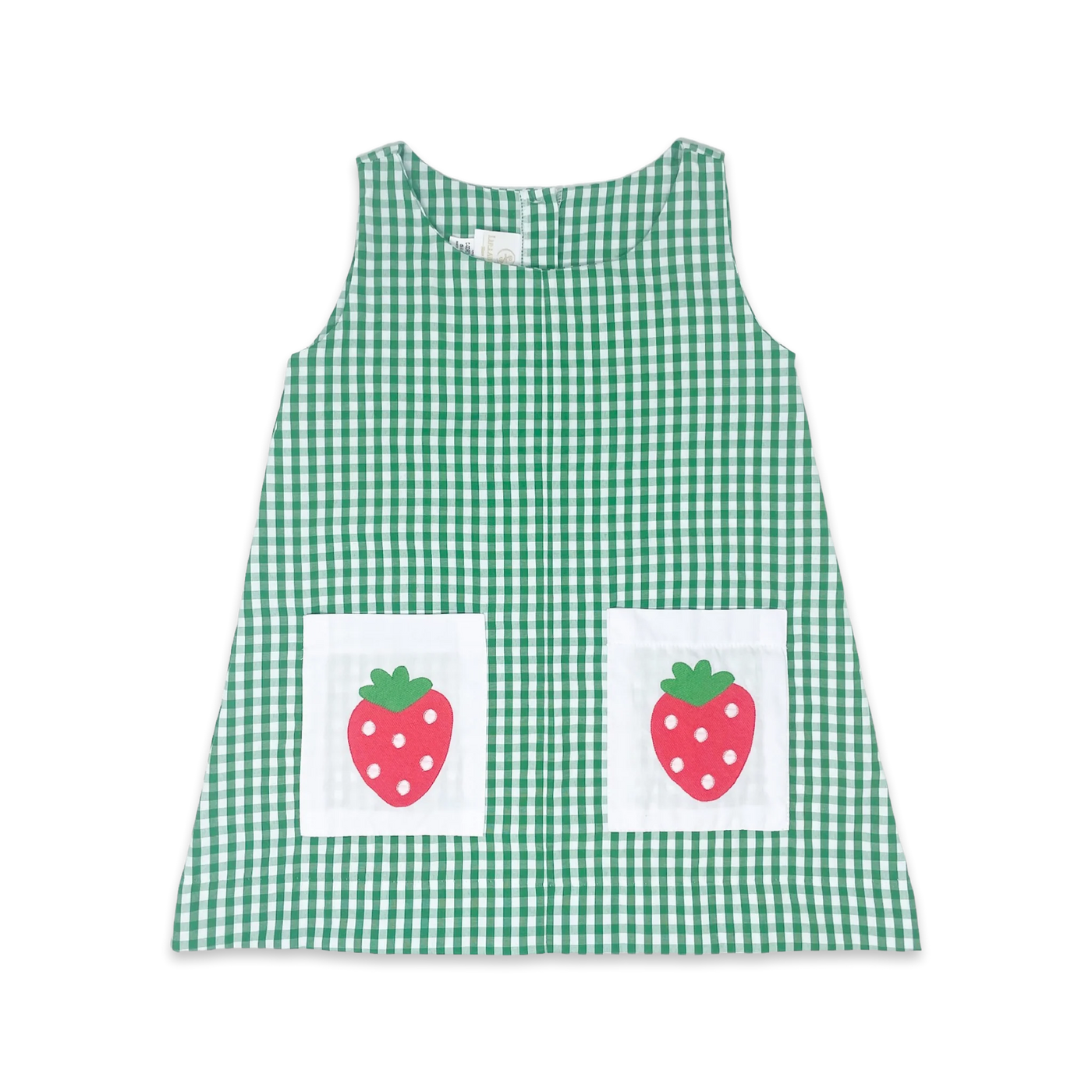 Stephanie Dress - Augusta Green Check, Strawberry