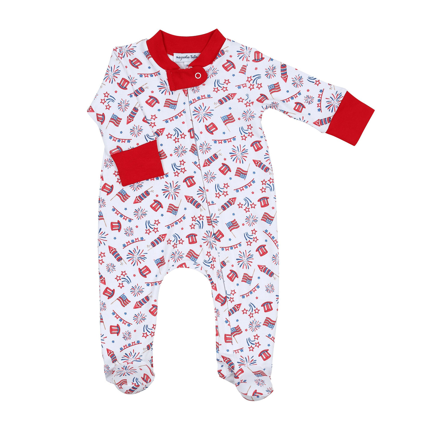 Red, White, Blue! Printed Zipper Footie