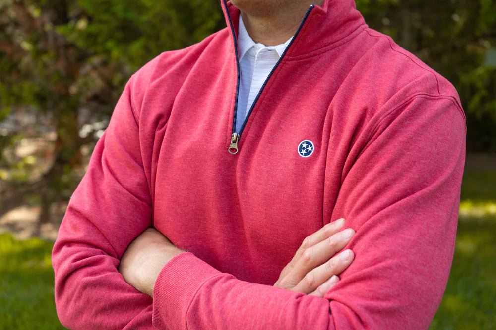 Volunteer Traditions Tristar 1/4 Zip Fleece- Heather Red