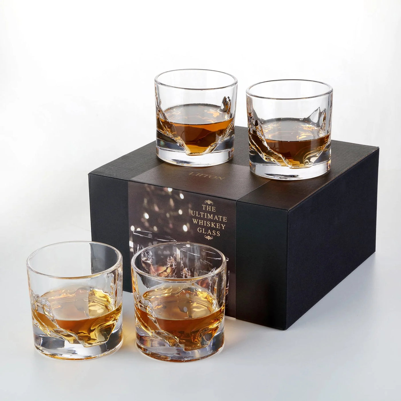 Liiton Crystal Whiskey Glasses- S/4- Assorted