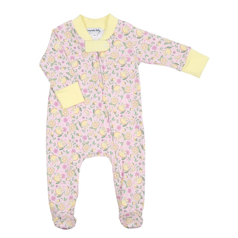 Fresh Lemons Printed Zipper Footie