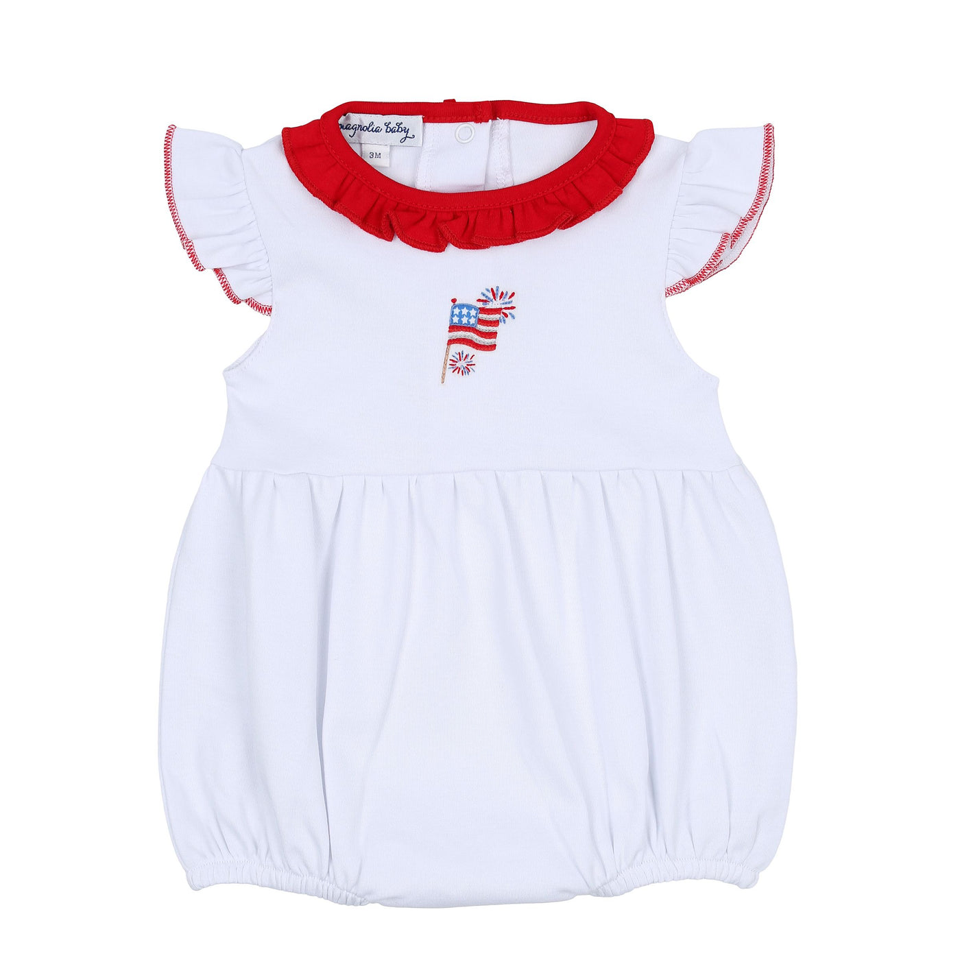 Red, White, Blue! Embroidered Ruffle Bubble