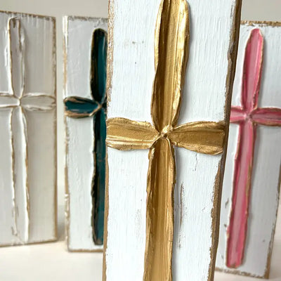 Tall Cross Painted Wood