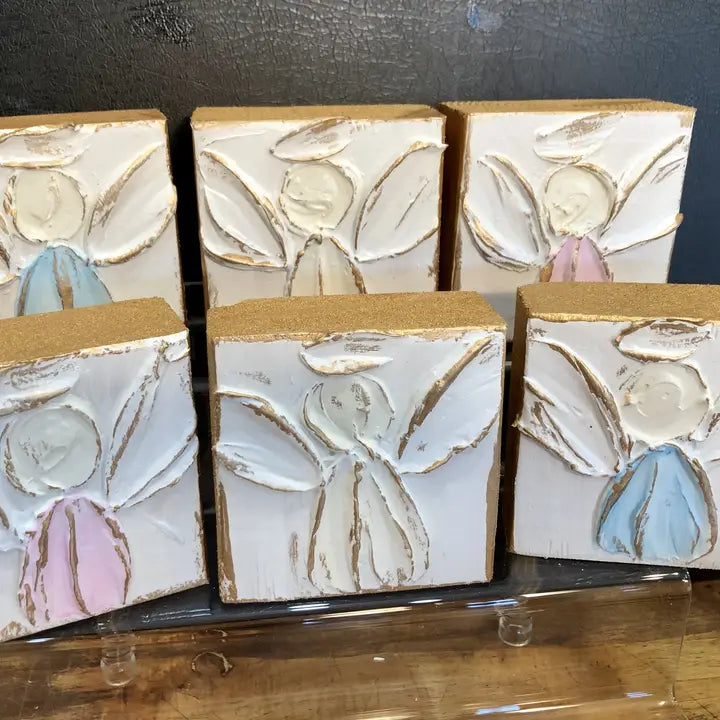 Hand Painted Baby Angel Wood Plaque