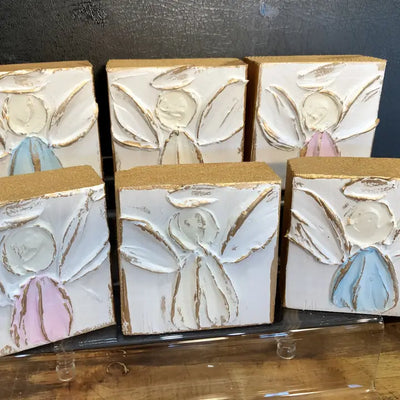 Hand Painted Baby Angel Wood Plaque