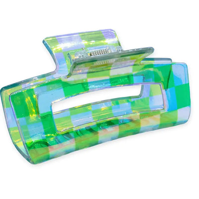Iridescent Checkered Hair Claw Clip - Assorted