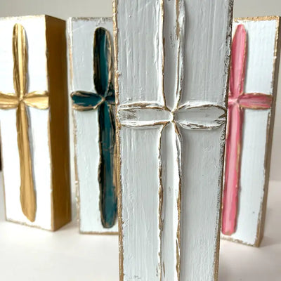 Tall Cross Painted Wood